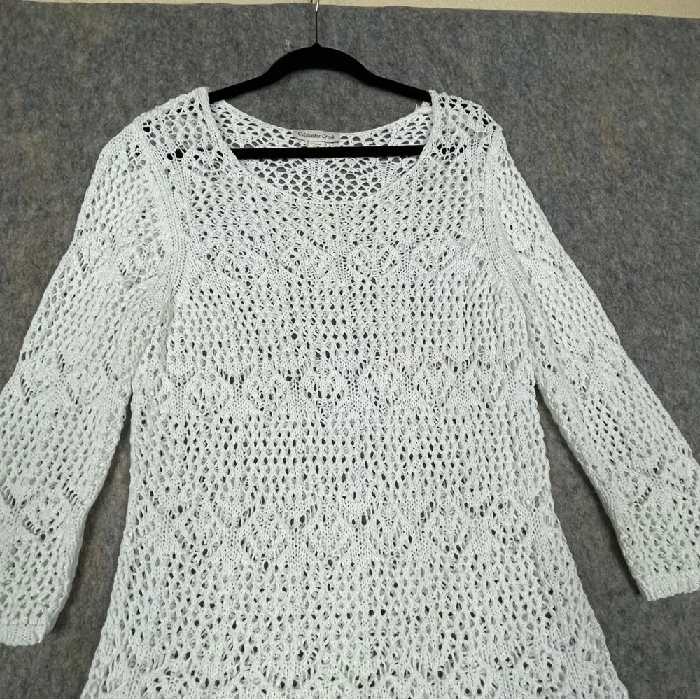 Coldwater Creek Open Knit Feminine Boho Casual Every Day Tunic Top - Sz L/14